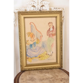 Maja Berezowska - Zakochani - Koncert Na Harfie Akwarela Na Papierze Obraz