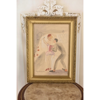 Maja Berezowska - Kochankowie - Igraszki w Garderobie - Akwarela Obraz