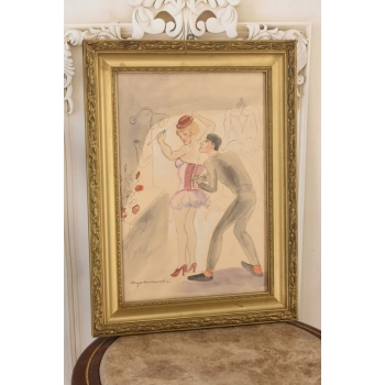 Maja Berezowska - Kochankowie - Igraszki w Garderobie - Akwarela Obraz