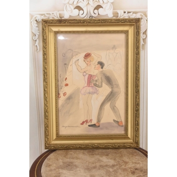 Maja Berezowska - Kochankowie - Igraszki w Garderobie - Akwarela Obraz