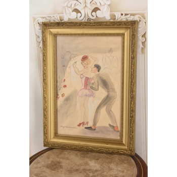 Maja Berezowska - Kochankowie - Igraszki w Garderobie - Akwarela Obraz