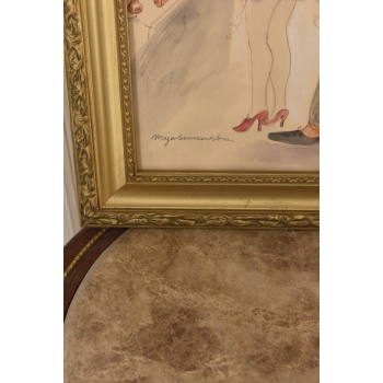 Maja Berezowska - Kochankowie - Igraszki w Garderobie - Akwarela Obraz