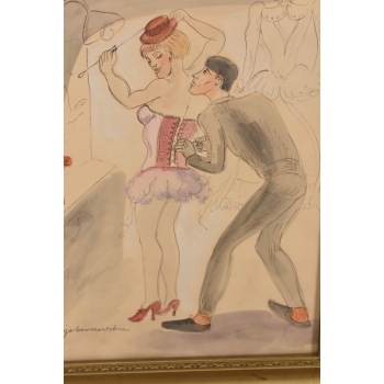 Maja Berezowska - Kochankowie - Igraszki w Garderobie - Akwarela Obraz