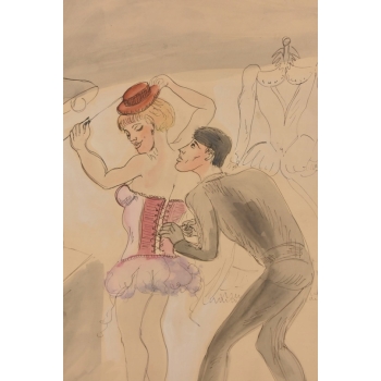 Maja Berezowska - Kochankowie - Igraszki w Garderobie - Akwarela Obraz