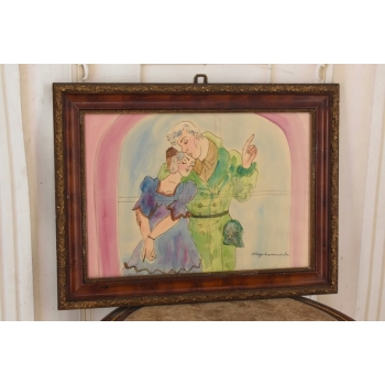 Maja Berezowska - Zakochani - Przywitanie z Żołnierzem - Obraz Akwarela