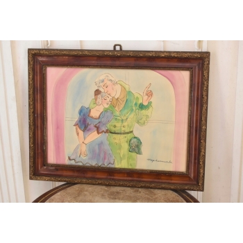 Maja Berezowska - Zakochani - Przywitanie z Żołnierzem - Obraz Akwarela