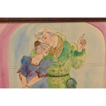 Maja Berezowska - Zakochani - Przywitanie z Żołnierzem - Obraz Akwarela