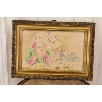 Maja Berezowska - Kochankowie - Wróżby z Kart - Akwarela Na Papierze Obraz