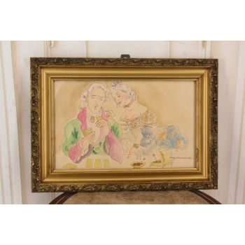 Maja Berezowska - Kochankowie - Wróżby z Kart - Akwarela Na Papierze Obraz