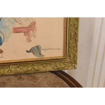 Maja Berezowska - Romantyczna Para Przy Łożu - Kochankowie - Obraz Akwarela