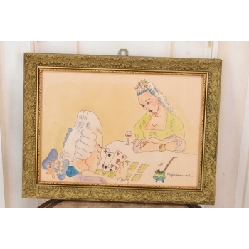 Maja Berezowska - Wróżenie z Kart - Akwarela Na Papierze Obraz