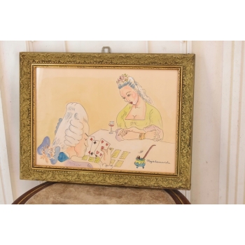 Maja Berezowska - Wróżenie z Kart - Akwarela Na Papierze Obraz