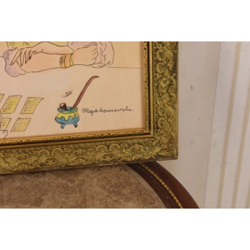 Maja Berezowska - Wróżenie z Kart - Akwarela Na Papierze Obraz