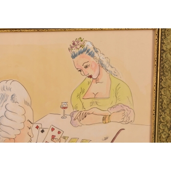 Maja Berezowska - Wróżenie z Kart - Akwarela Na Papierze Obraz