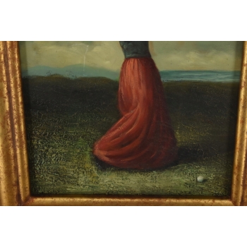 Portret Kobiety - Golfistka Na Polu Golfowym - Obraz Olejny Złota Rama