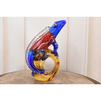 Szkło Murano Style - Kolorowy Legwan Kameleon - Figura Rzeźba Ozdoba