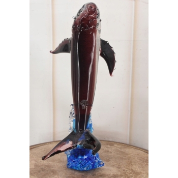 Szkło Murano Style - Kolorowy Wieloryb - Figura Rzeźba Ozdoba