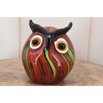 Szkło Murano GLASS - Kolorowa Mała Sówka - Sowa Mądra Głowa - Prezent