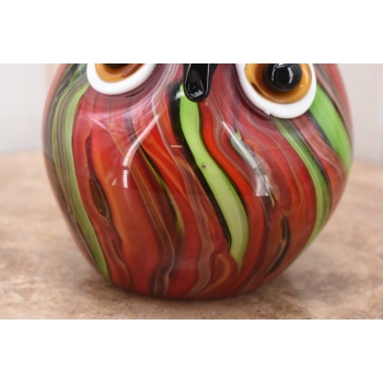 Szkło Murano GLASS - Kolorowa Mała Sówka - Sowa Mądra Głowa - Prezent