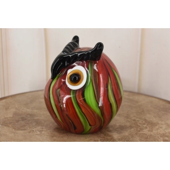 Szkło Murano GLASS - Kolorowa Mała Sówka - Sowa Mądra Głowa - Prezent