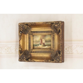 Sztorm - Statek na Wzburzonym Morzu - Marynistyczny Obraz Olejny - Rama