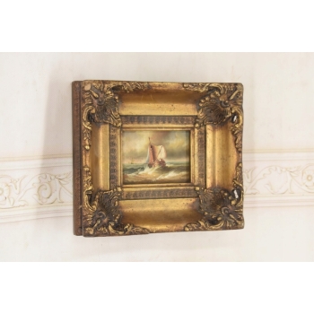 Sztorm - Statek na Wzburzonym Morzu - Marynistyczny Obraz Olejny - Rama