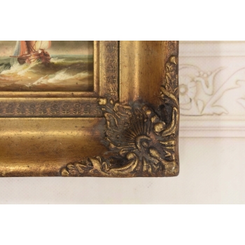 Sztorm - Statek na Wzburzonym Morzu - Marynistyczny Obraz Olejny - Rama