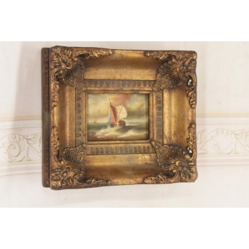 Fale Uderzające w Statek - Sztorm - Okręt - Marynistyczny Obraz Olejny