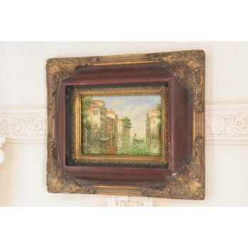 Włoski Pejzaż - Rzeka w Wenecji - Obraz Olejny - Złota Rama