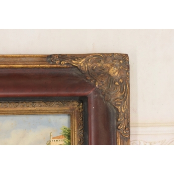 Włoski Pejzaż - Rzeka w Wenecji - Obraz Olejny - Złota Rama