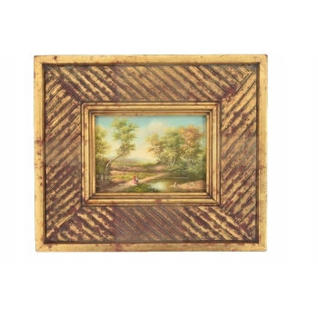 Letni Pejzaż - Spacer Przez Las - Lato Drzewa - Obraz Olejny - Złota Rama