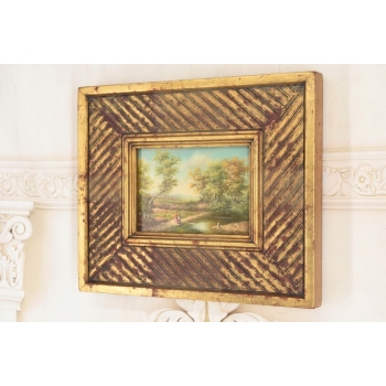 Letni Pejzaż - Spacer Przez Las - Lato Drzewa - Obraz Olejny - Złota Rama