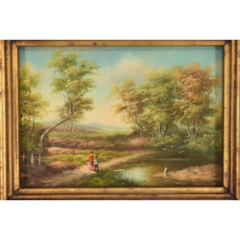 Letni Pejzaż - Spacer Przez Las - Lato Drzewa - Obraz Olejny - Złota Rama