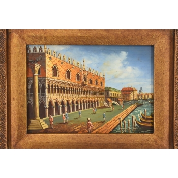 Miasto Przy Wodzie Włoski Pejzaż - Rzeka w Wenecji - Obraz Olejny