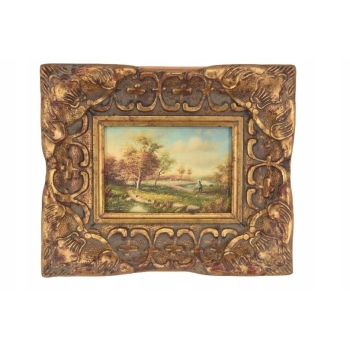 Letni Pejzaż - Spacer Przez Las - Lato Drzewa - Obraz Olejny - Złota Rama