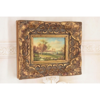 Letni Pejzaż - Spacer Przez Las - Lato Drzewa - Obraz Olejny - Złota Rama