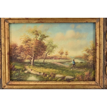 Letni Pejzaż - Spacer Przez Las - Lato Drzewa - Obraz Olejny - Złota Rama