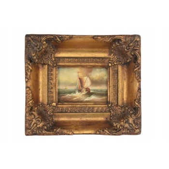 Sztorm - Statek na Wzburzonym Morzu - Marynistyczny Obraz Olejny - Rama