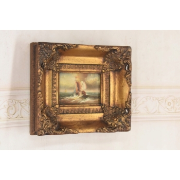 Sztorm - Statek na Wzburzonym Morzu - Marynistyczny Obraz Olejny - Rama