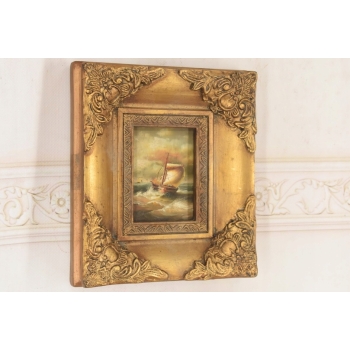 Fale Uderzające w Statek - Sztorm - Okręt - Marynistyczny Obraz Olejny