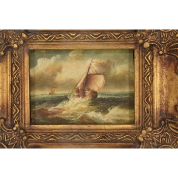 Statek Płynący Przez Wzburzone Morze - Sztorm - Marynistyczny Obraz Olejny