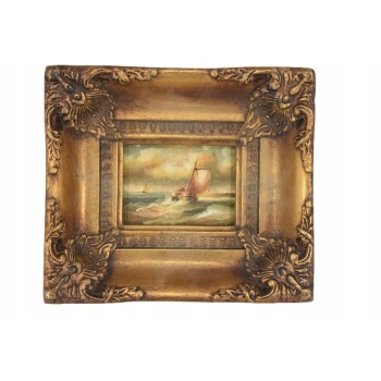 Sztorm - Statek na Wzburzonym Morzu - Marynistyczny Obraz Olejny - Rama