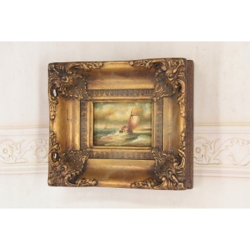 Sztorm - Statek na Wzburzonym Morzu - Marynistyczny Obraz Olejny - Rama