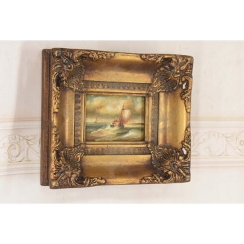 Sztorm - Statek na Wzburzonym Morzu - Marynistyczny Obraz Olejny - Rama