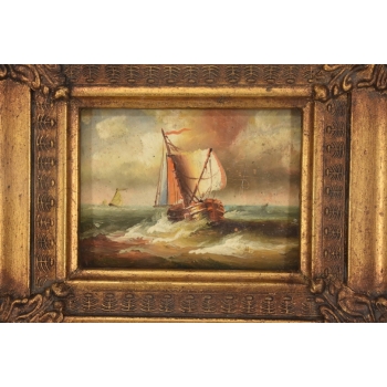 Wzburzone Morze - Statek w Czasie Sztormu - Marynistyczny Obraz Olejny