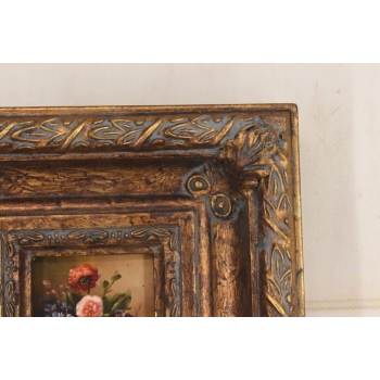 Kolorowe Kwiaty w Wazonie - Martwa Natura - Obraz Olejny - Zdobiona Rama