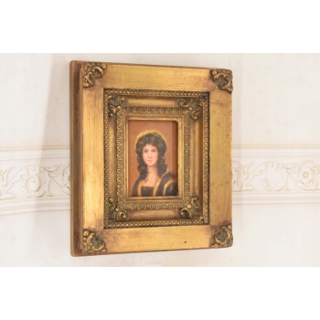 Dziewczyny w Kręconych Włosach - Obraz Olejny - Portret Kobiety Złota Rama