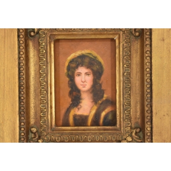 Dziewczyny w Kręconych Włosach - Obraz Olejny - Portret Kobiety Złota Rama