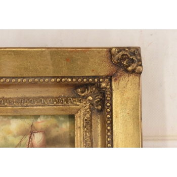 Łódź w Czasie Sztormu - Statek Okręt - Obraz Olejny Marynistyczny