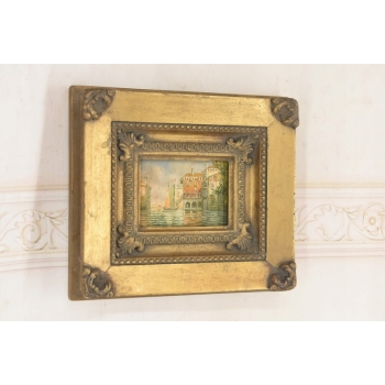 Włoski Pejzaż - Rzeka w Wenecji - Obraz Olejny - Złota Rama